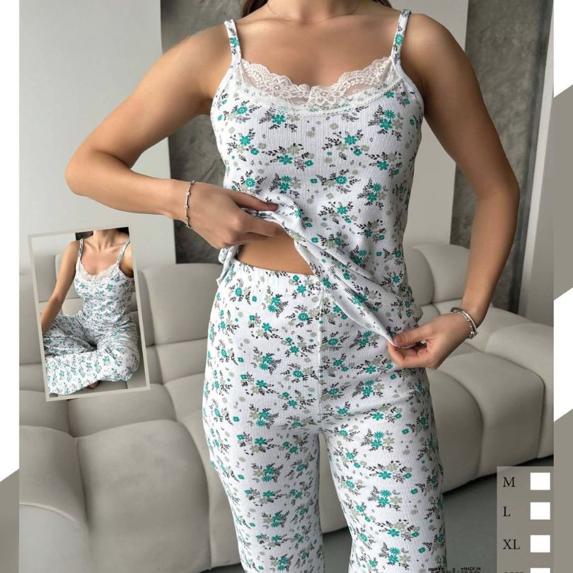 Pijama Dama – Set Pantaloni Lungi si Maiou | Confort Lejer, Stil Feminin | COD 7090-PJ