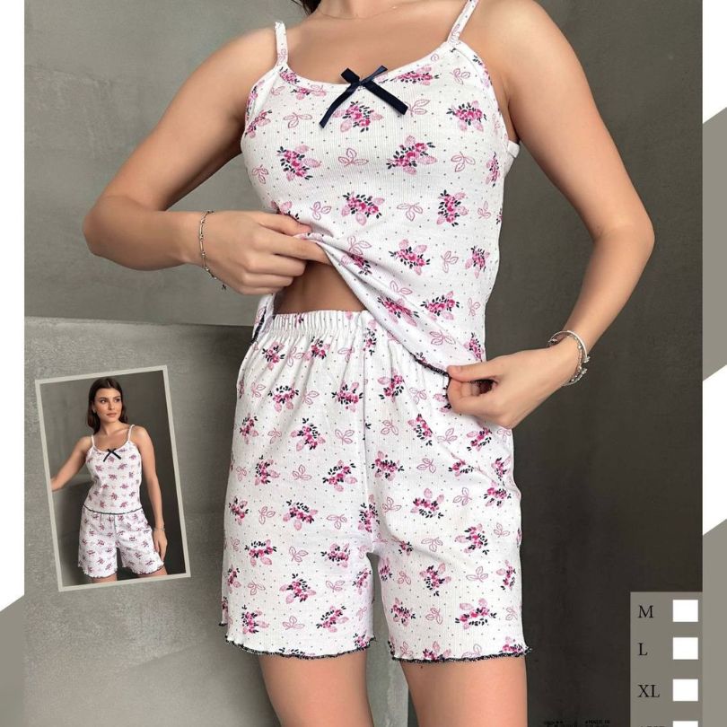 Pijamale Dama cu Pantaloni Scurti si Maiou – Stil si Confort pentru Vara | COD 7070-PJ