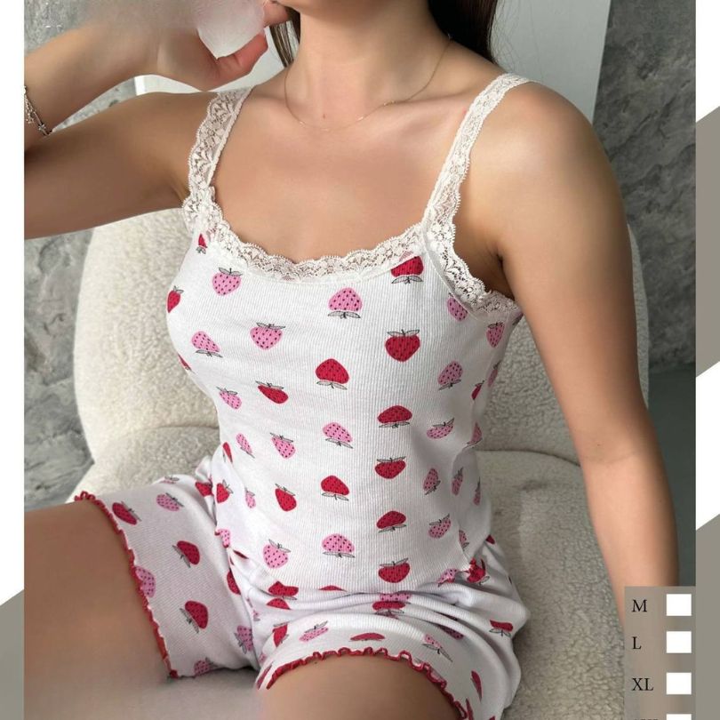 Pijamale Dama cu Pantaloni Scurti si Maiou – Stil si Confort pentru Vara | COD 7056-PJ