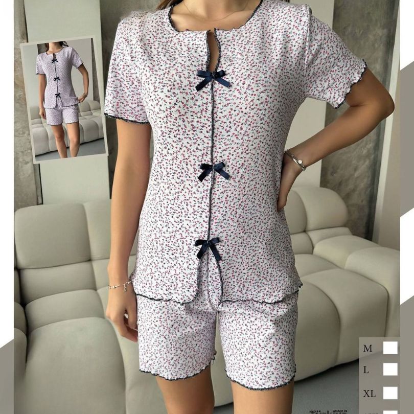 Pijamale Dama Tricot – Set Pantaloni Scurti si Tricou pentru Confortul Zilelor de Vara | COD 7072-PJ