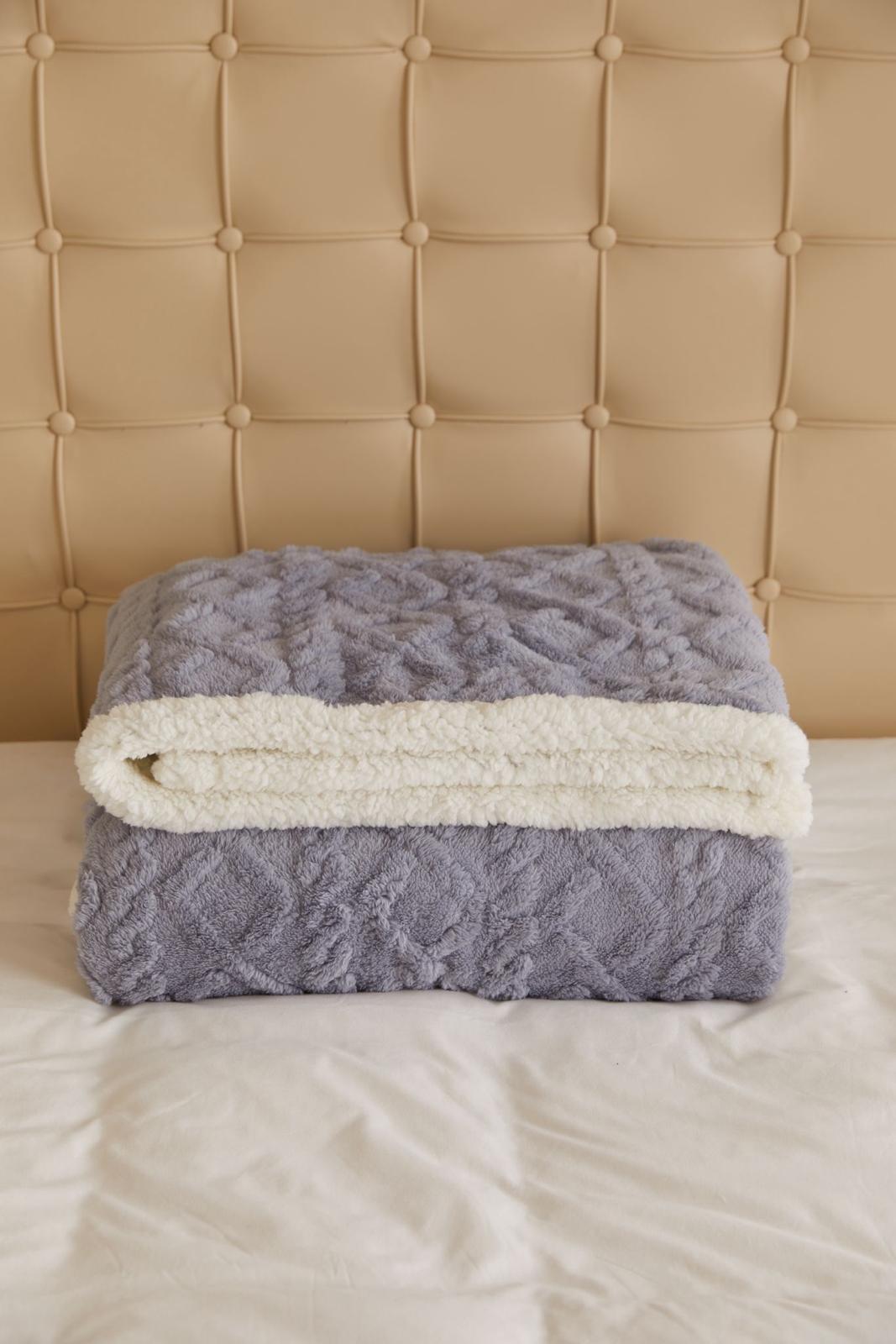 Patura Cocolino cu Blanita, Tricot, 200x230 cm, Gri Deschis, J1120