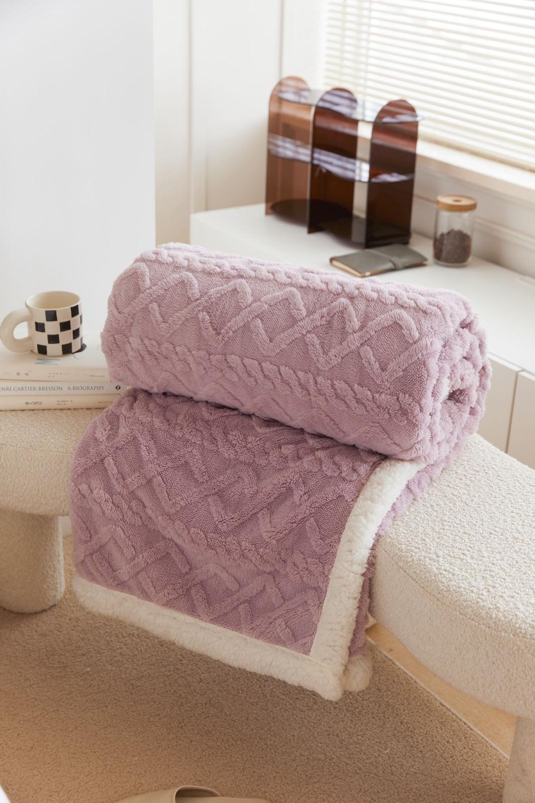 Patura Cocolino cu Blanita, Tricot, 200x230 cm, Lila, J1124