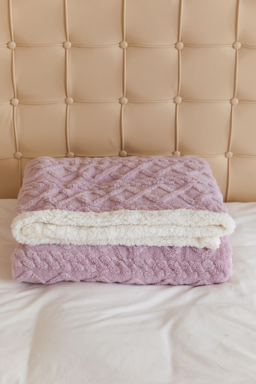 Patura Cocolino cu Blanita, Tricot, 200x230 cm, Lila, J1124