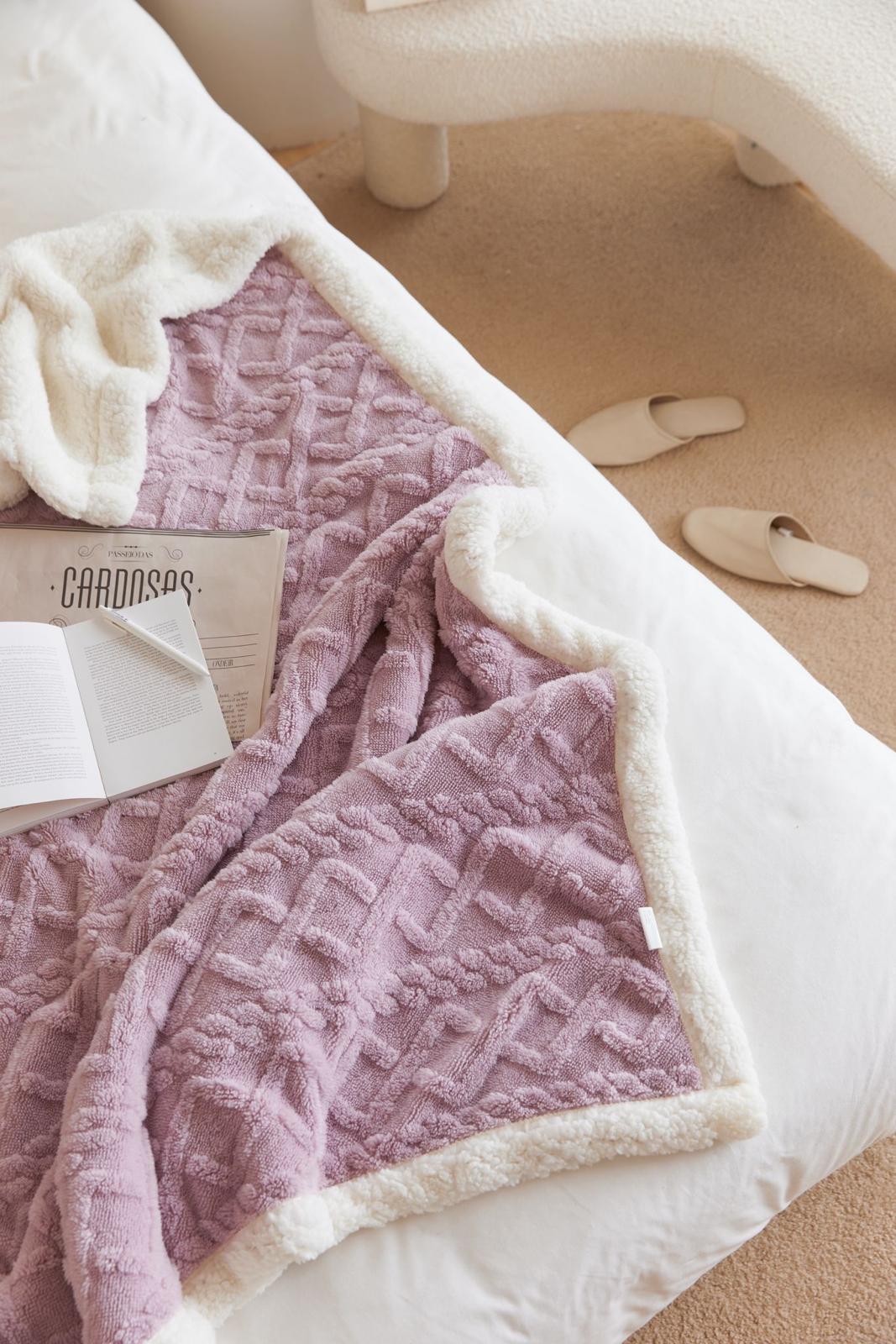 Patura Cocolino cu Blanita, Tricot, 200x230 cm, Lila, J1124