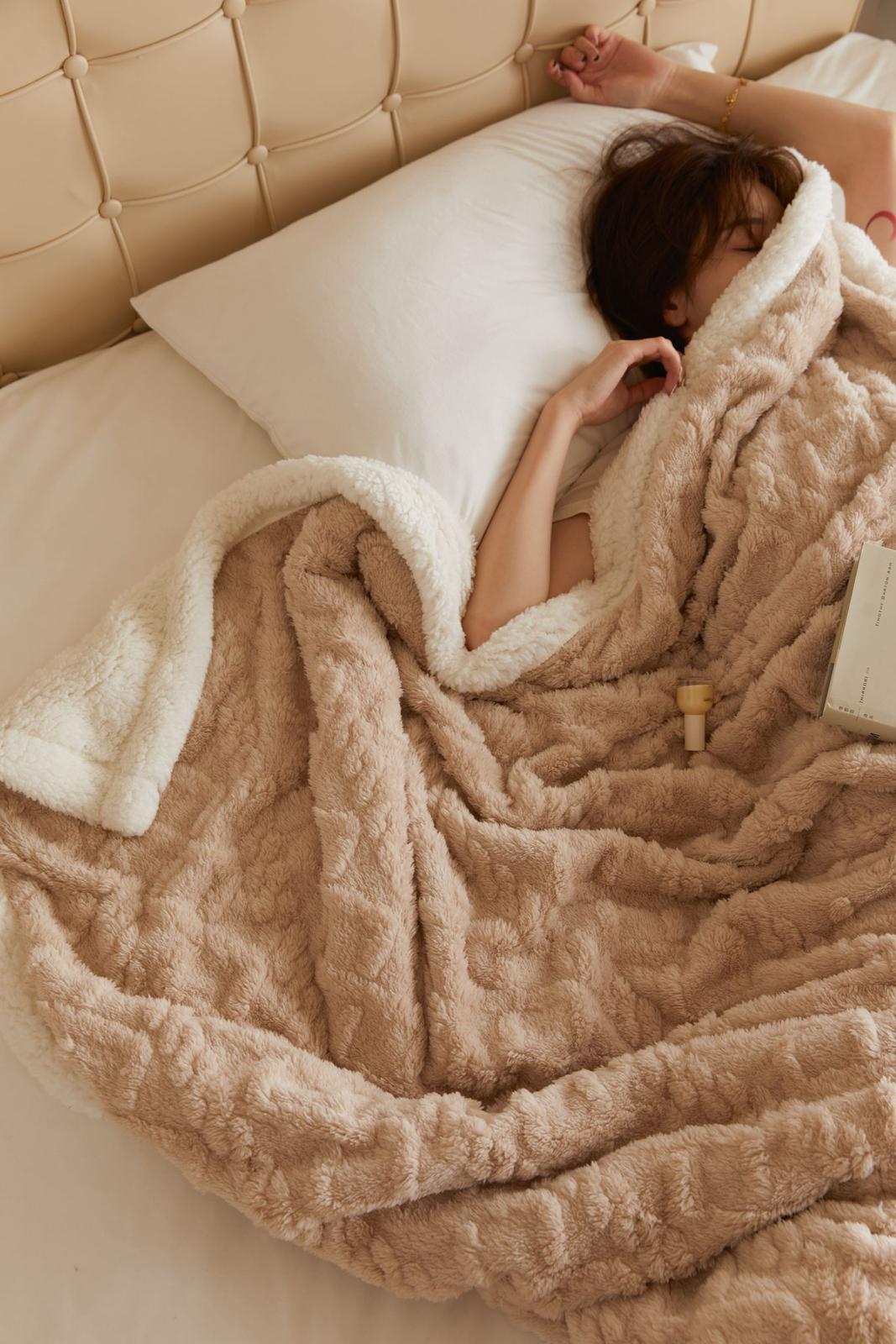 Patura Cocolino cu Blanita, Tricot, 200x230 cm, Crem, J1125