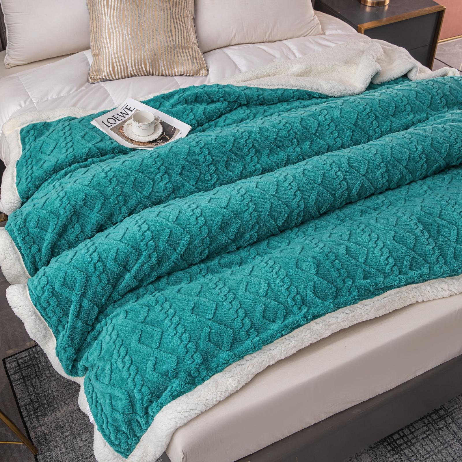 Patura Cocolino cu Blanita, Tricot, 200x230 cm, Turcoaz, J1123