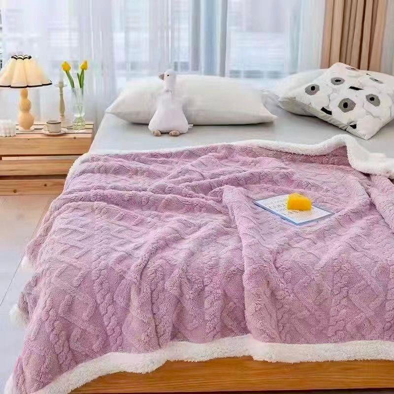 Patura Cocolino cu Blanita, Tricot, 200x230 cm, Lila, J1124