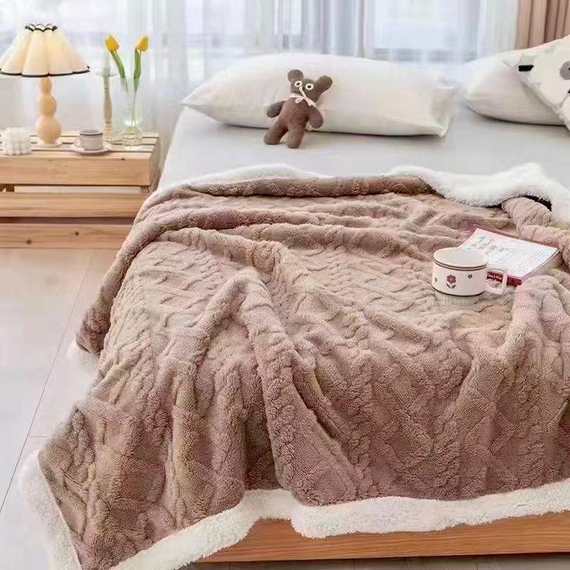 Patura Cocolino cu Blanita, Tricot, 200x230 cm, Maro, J1121