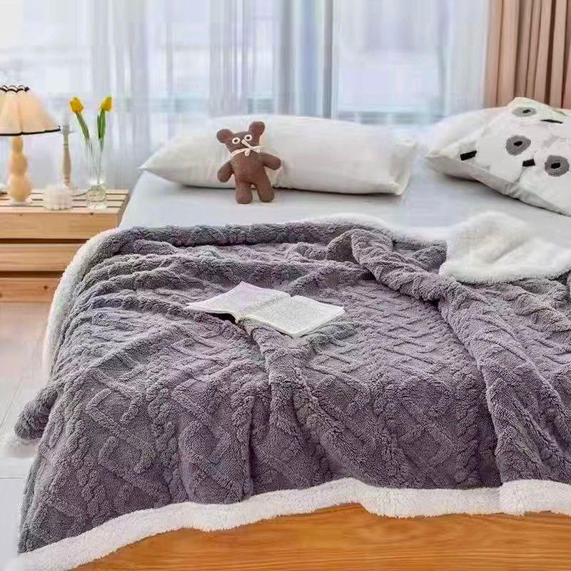 Patura Cocolino cu Blanita, Tricot, 200x230 cm, Gri, J1119