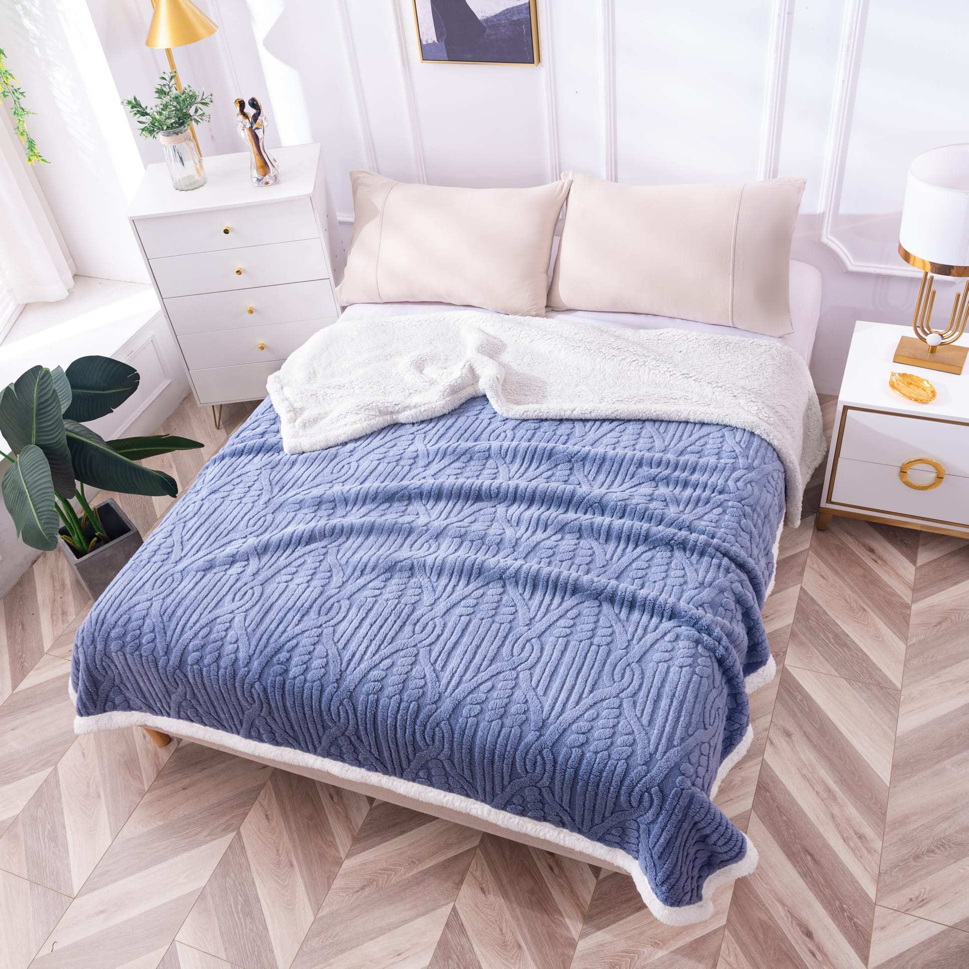 Patura Cocolino Cu Blanita, 200×230 cm, Modern, Albastru, PT24023