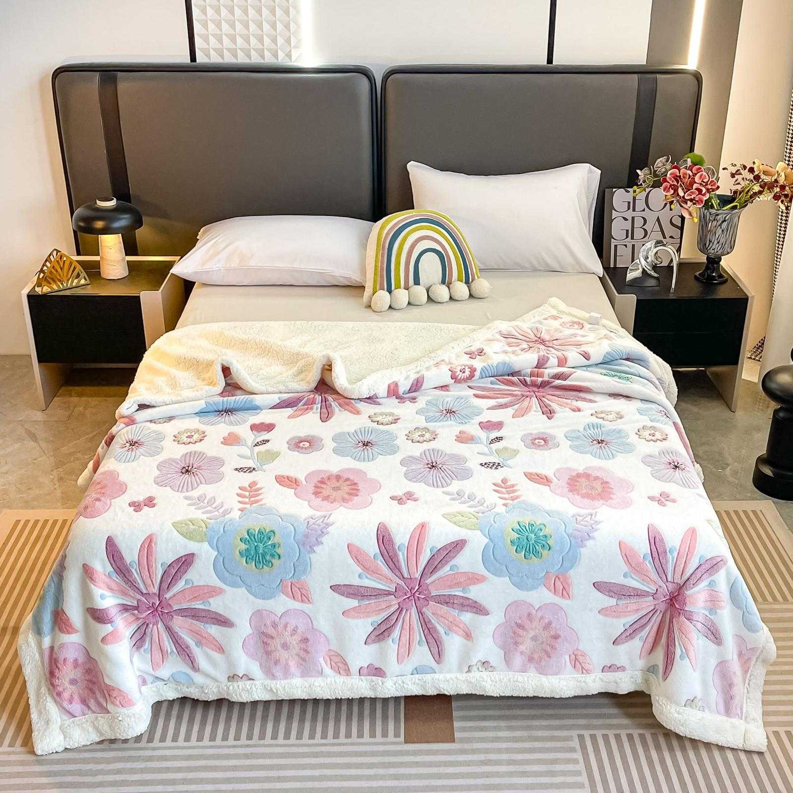Patura Cocolino Cu Blanita, 200x230 cm, Flori, Multicolor, J23371
