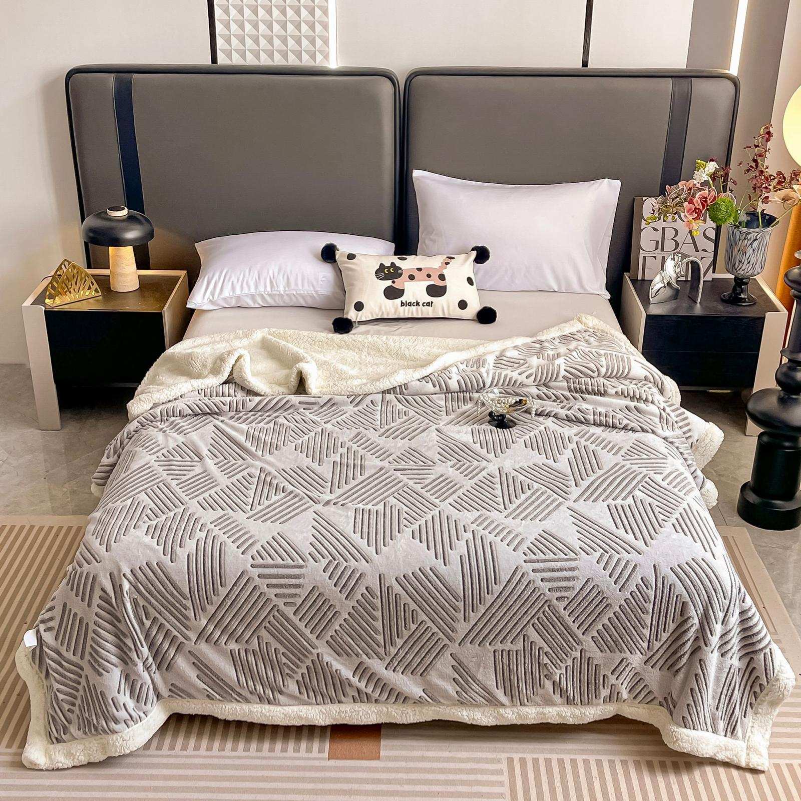 Patura Cocolino Cu Blanita, 200x230 cm, Linii, Gri, J23382