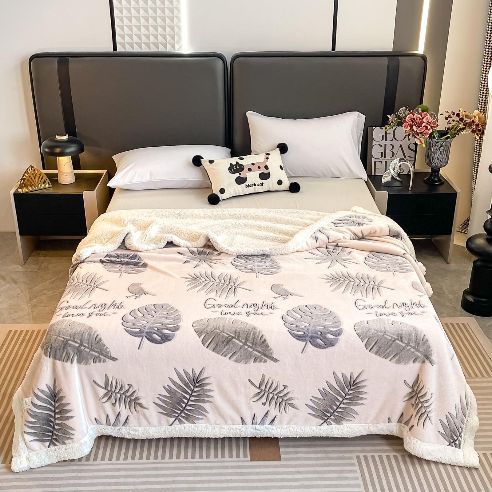 Patura Cocolino Cu Blanita, 200x230 cm, Frunze, Crem, J23379