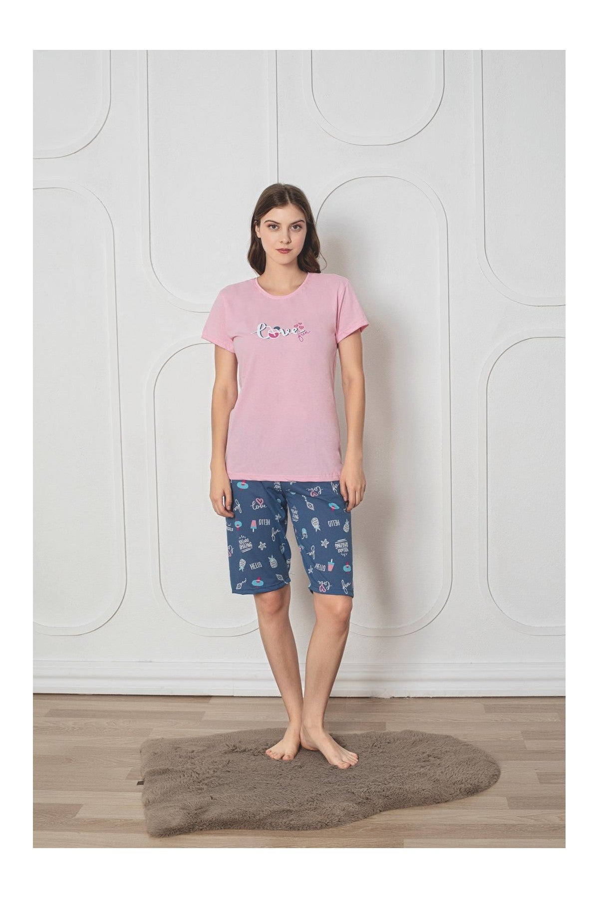 Pijama Dama Baki Pantaloni 3/4 0009-PK