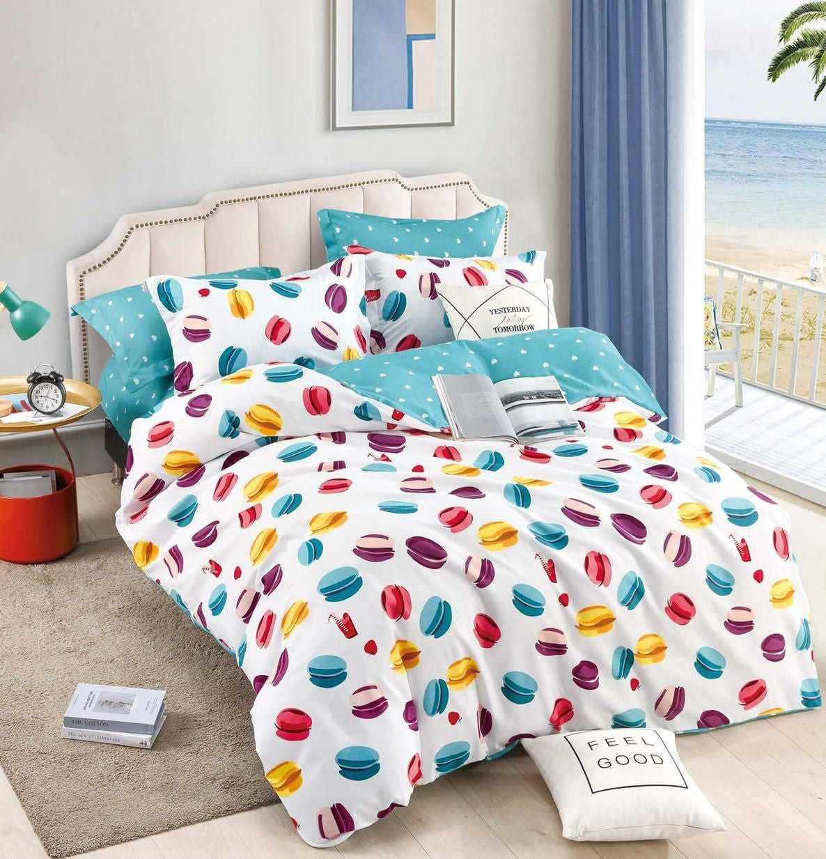 Lenjerie pat dublu 2 persoane, 6 Piese, Bumbac Finet, Sweets, Multicolor, J11607