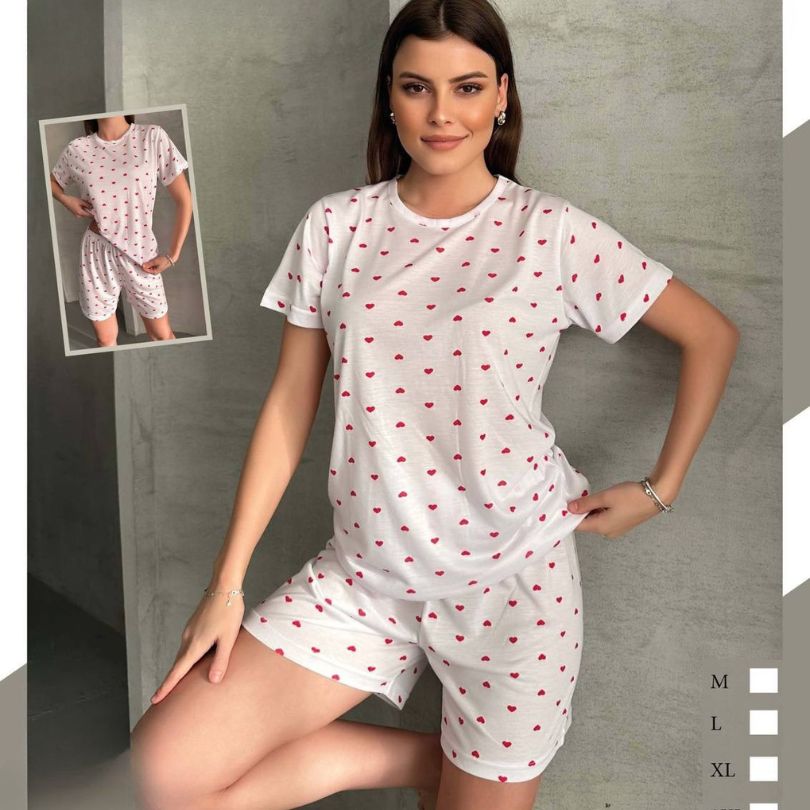 Pijama Dama – Set Pantaloni Scurti si Tricou | Confort si Stil pentru Vara | COD 7075-PJ