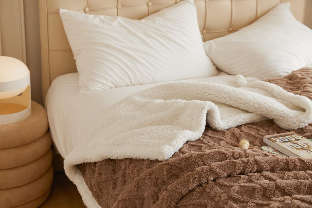 Patura Cocolino cu Blanita, Tricot, 200x230 cm, Maro, J1121