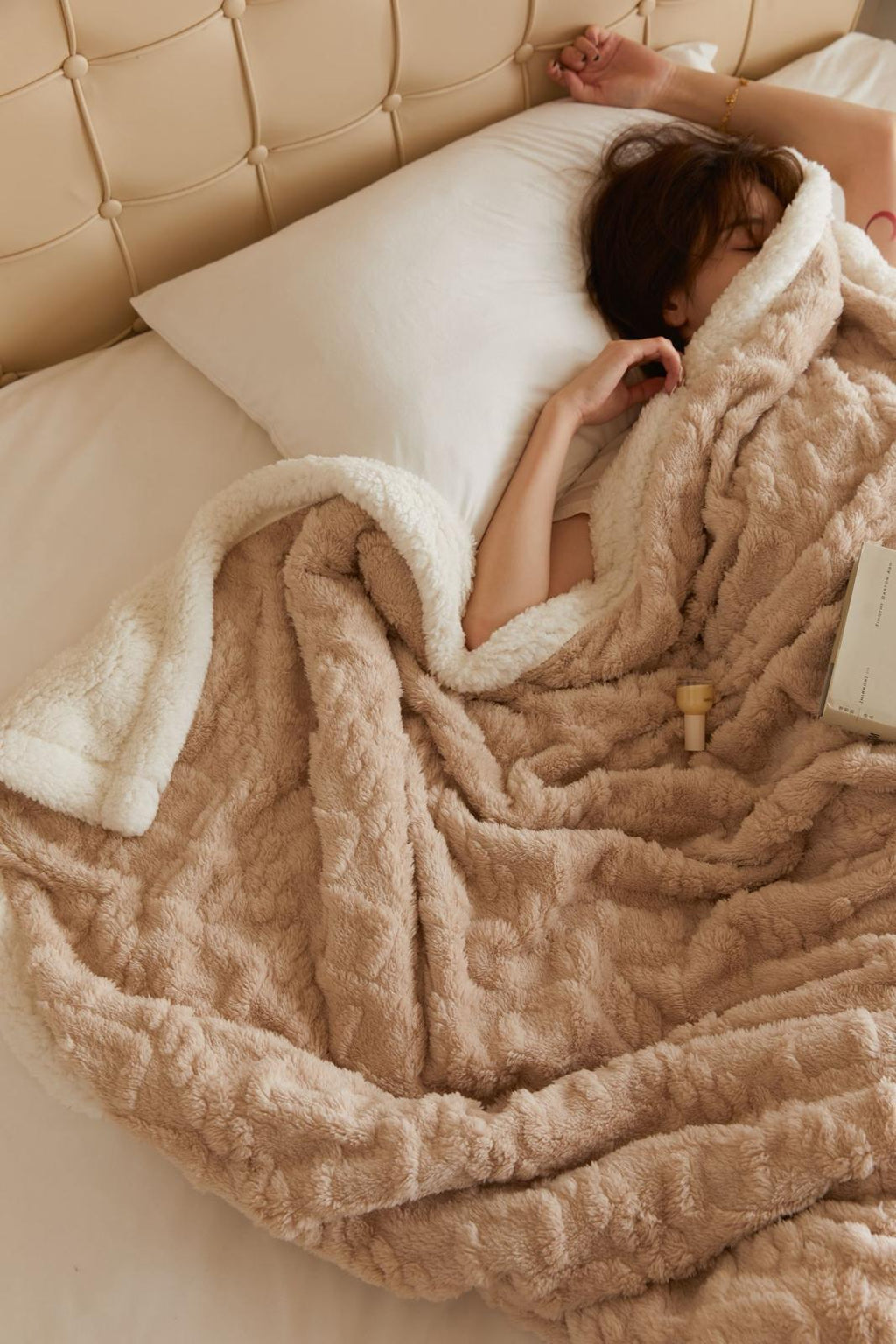 Patura Cocolino cu Blanita, Tricot, 200x230 cm, Crem, J1125