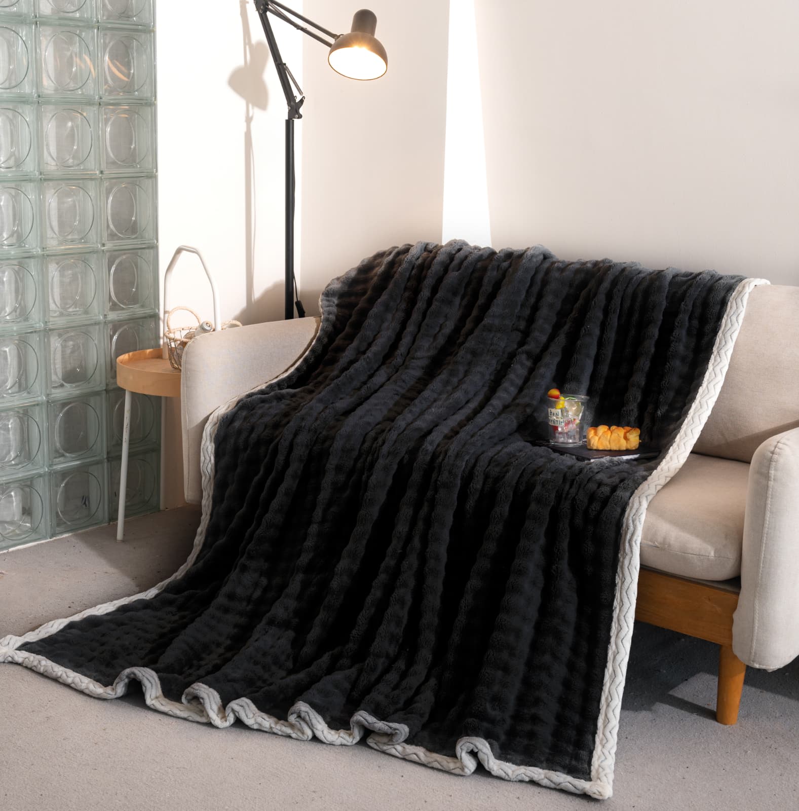 Patura cocolino Premium, 200x230 cm, Negru, PT1109