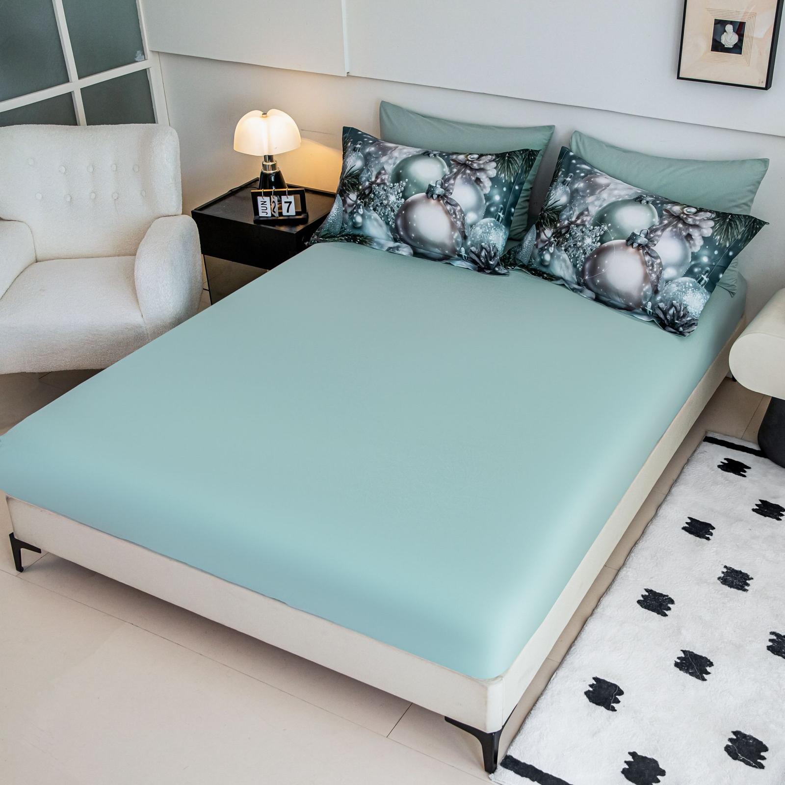 Lenjerie pat dublu, 6 PIESE, 5D, Bumbac Finet, Globuri, Multicolor, J1251