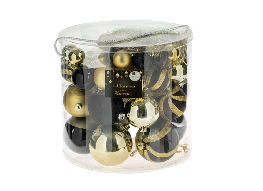 Set Globuri de Craciun Negre Aurii 50