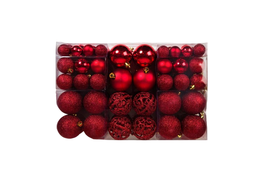 Set Globuri de Craciun Rosii  100buc