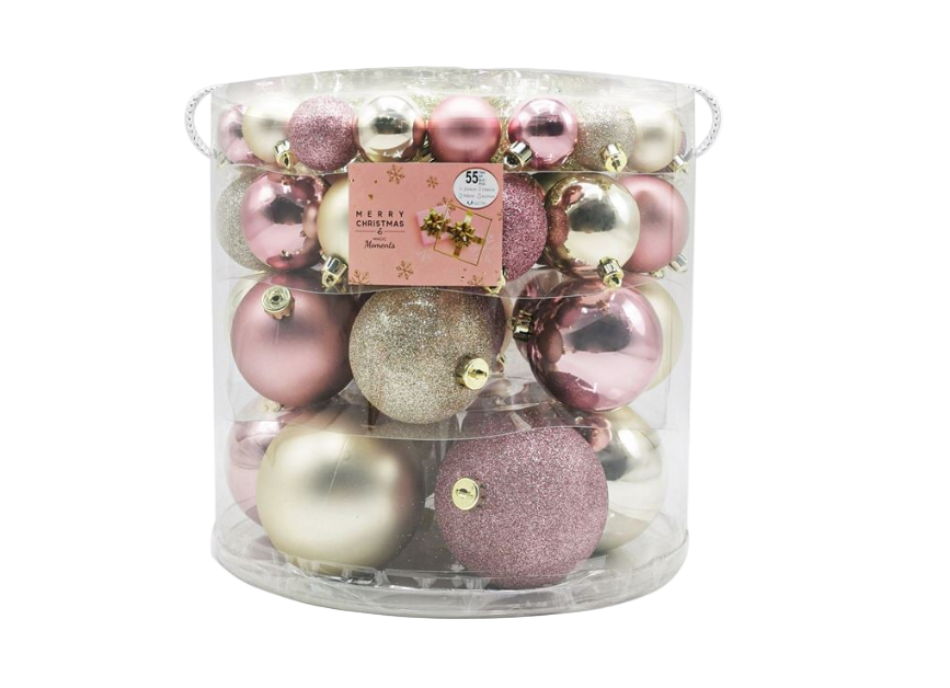 Set Globuri de Craciun Roz Auriu 50