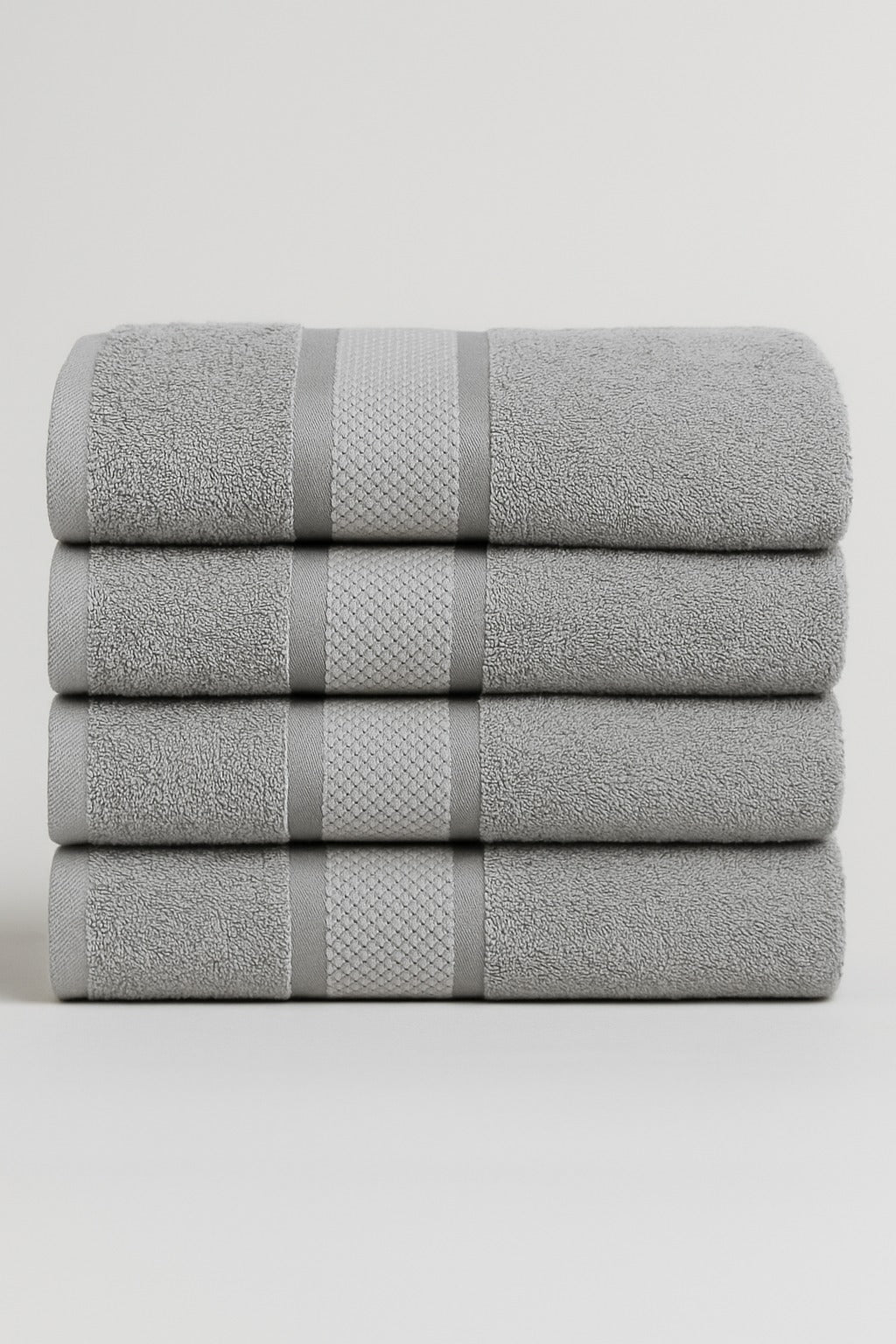 Set 4 Prosoape Baie 50x90, Bumbac 100%, 400g/m²,  Linii, Gri, ST15557
