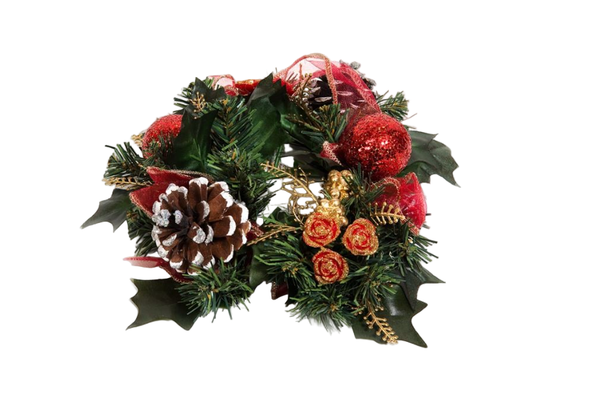 Coroniță de Crăciun cu Conuri, Globuri și Decorațiuni Aurii