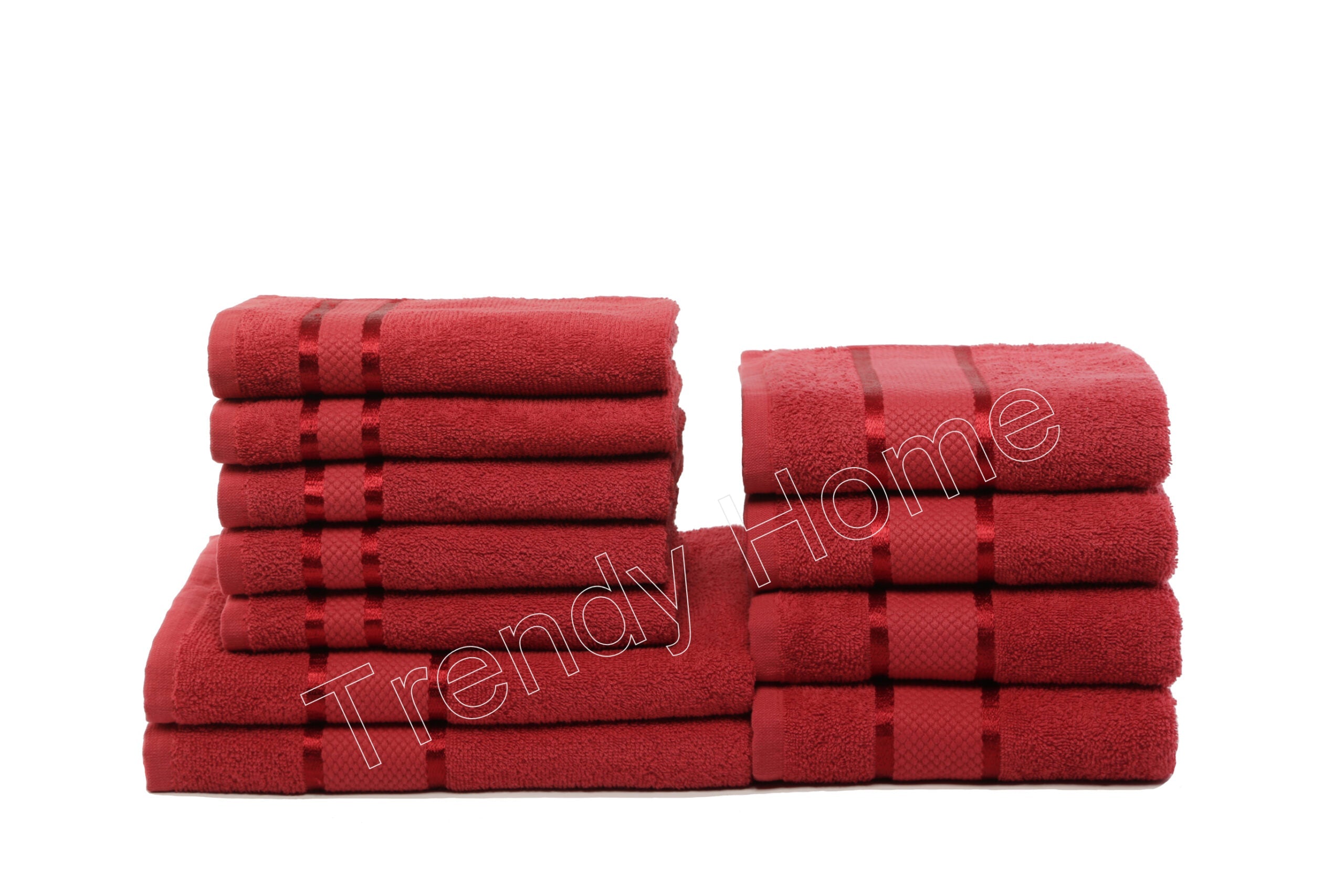 Set 11 Prosoape Maini/Fata/Corp, Bumbac 100%, Rosu, 400g/m², ST12203